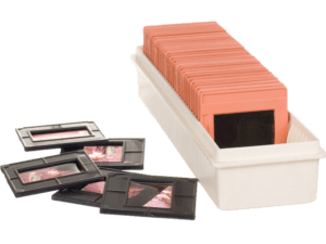 slides in a container with 5 slides spread out